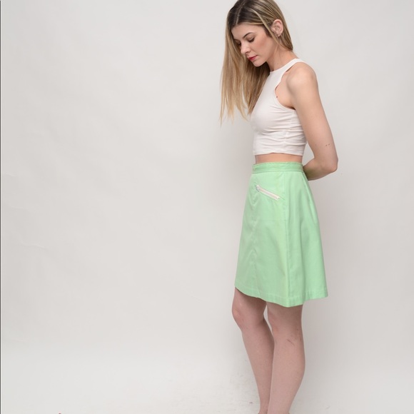 Vintage 1970s Sea-foam Skirt with Pockets - Picture 3 of 4